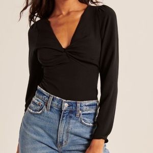 A&F Twist Front Black Top